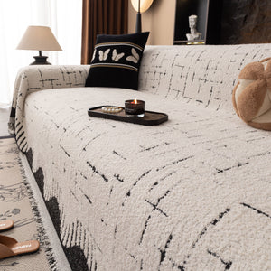Chenille Sofa Cover Throw Blanket Woven Textured Decorative Furniture Slipcover