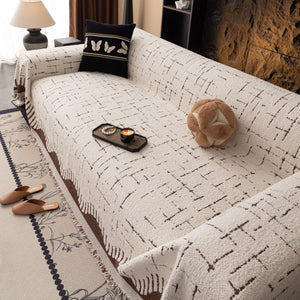 Chenille Sofa Cover Throw Blanket Woven Textured Decorative Furniture Slipcover