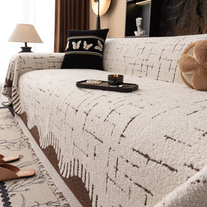 Chenille Sofa Cover Throw Blanket Woven Textured Decorative Furniture Slipcover
