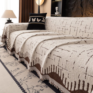 Chenille Sofa Cover Throw Blanket Woven Textured Decorative Furniture Slipcover