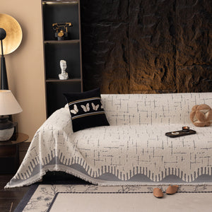 Chenille Sofa Cover Throw Blanket Woven Textured Decorative Furniture Slipcover