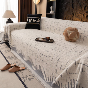 Chenille Sofa Cover Throw Blanket Woven Textured Decorative Furniture Slipcover
