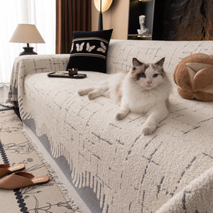 Chenille Sofa Cover Throw Blanket Woven Textured Decorative Furniture Slipcover