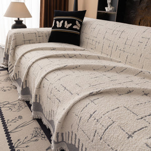 Chenille Sofa Cover Throw Blanket Woven Textured Decorative Furniture Slipcover