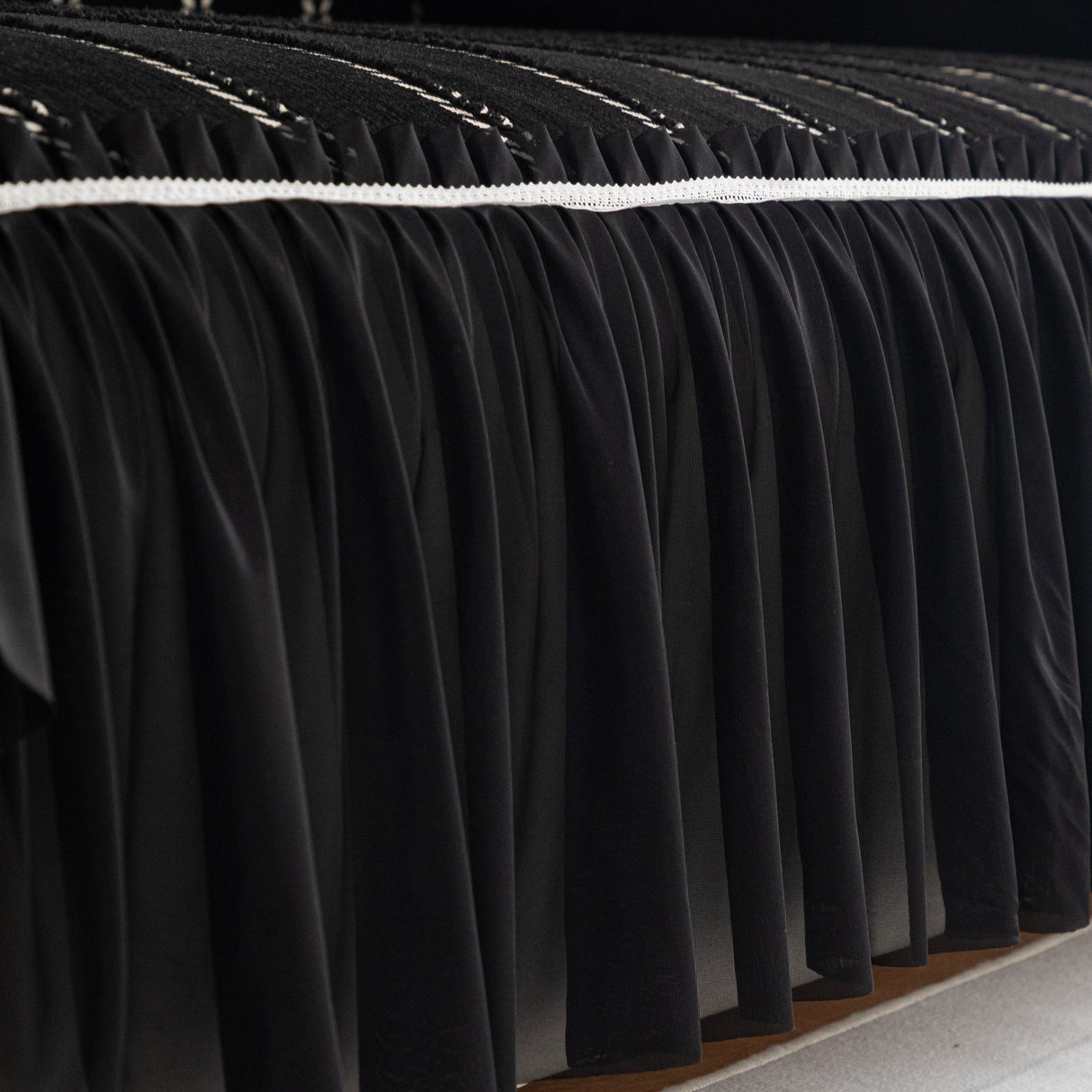 Leaf Stripe Sofa Cover with Black Sheer Skirt, Boho Soft Couch Slipcover for Pets