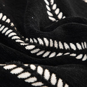 Leaf Stripe Sofa Cover with Black Sheer Skirt, Boho Soft Couch Slipcover for Pets