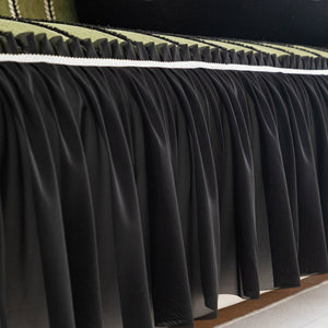 Leaf Stripe Sofa Cover with Black Sheer Skirt, Boho Soft Couch Slipcover for Pets