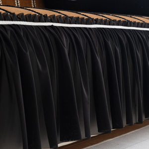 Leaf Stripe Sofa Cover with Black Sheer Skirt, Boho Soft Couch Slipcover for Pets