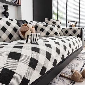 Non-Slip Chenille Sofa Slipcover Modern Geometric Sofa Protector Fits Most Sofas