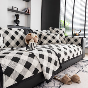 Non-Slip Chenille Sofa Slipcover Modern Geometric Sofa Protector Fits Most Sofas