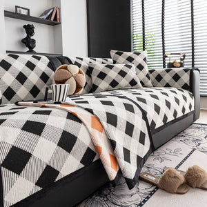 Non-Slip Chenille Sofa Slipcover Modern Geometric Sofa Protector Fits Most Sofas