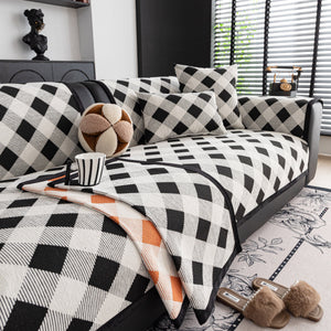 Non-Slip Chenille Sofa Slipcover Modern Geometric Sofa Protector Fits Most Sofas