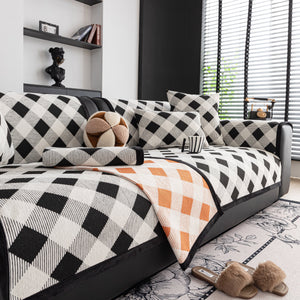 Non-Slip Chenille Sofa Slipcover Modern Geometric Sofa Protector Fits Most Sofas