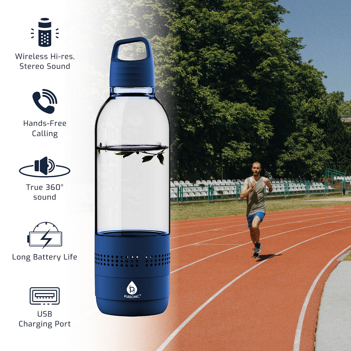 Pursonic 2-in-1 Water Bottle with Built-In Wireless Speaker by Pursonic