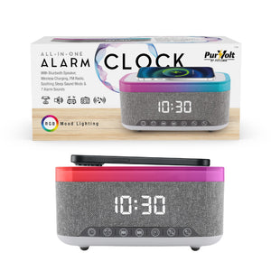 2-in-1 Wireless Charging Alarm Clock and Hi-Res Portable Speaker