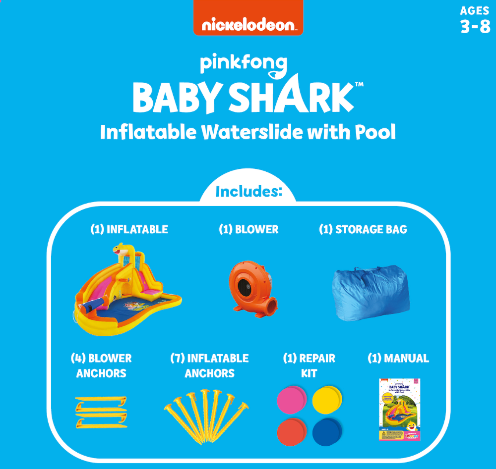 Baby Shark Inflatable Water Slide with Pool