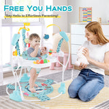 Baby Activity Center Height Adjustable Baby Bouncing Saucer with Interactive Toys-Light Blue