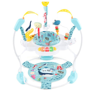 Baby Activity Center Height Adjustable Baby Bouncing Saucer with Interactive Toys-Light Blue
