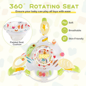 Baby Activity Center Height Adjustable Baby Bouncing Saucer with Interactive Toys-Yellow