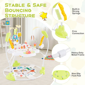 Baby Activity Center Height Adjustable Baby Bouncing Saucer with Interactive Toys-Yellow