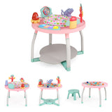 5-in-1 Baby Activity Center Interactive Bounce Seat with Removable Toys-Pink