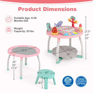 5-in-1 Baby Activity Center Interactive Bounce Seat with Removable Toys-Pink