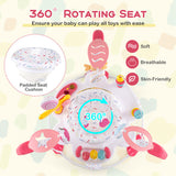 Baby Activity Center Height Adjustable Baby Bouncing Saucer with Interactive Toys-Pink