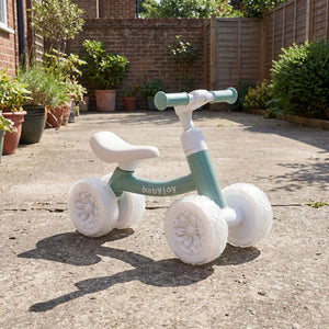 Baby Balance Bike with Adjustable Handlebar and Seat with Lighting Wheels-Green