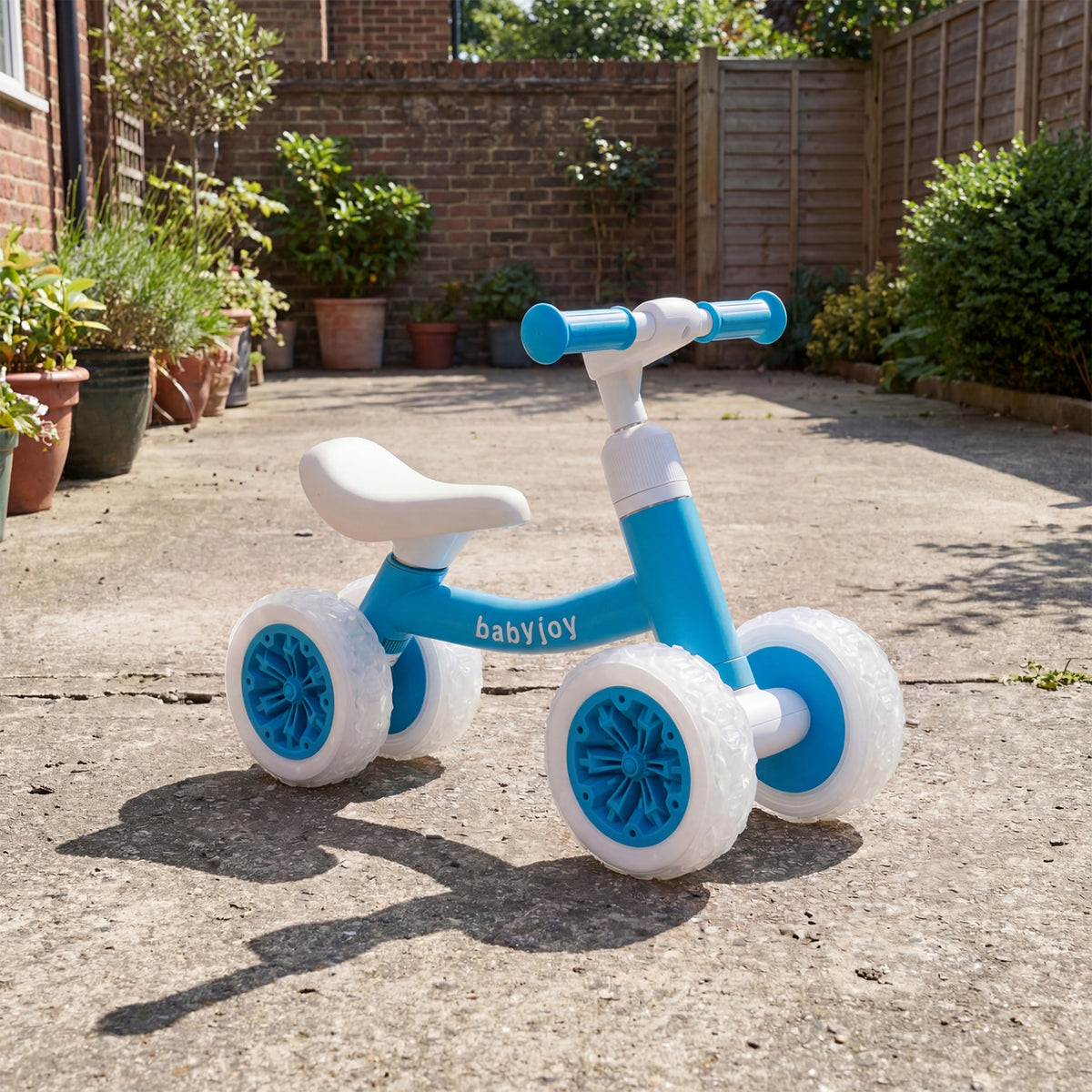 Baby Balance Bike with Adjustable Handlebar and Seat with Lighting Wheels-Blue