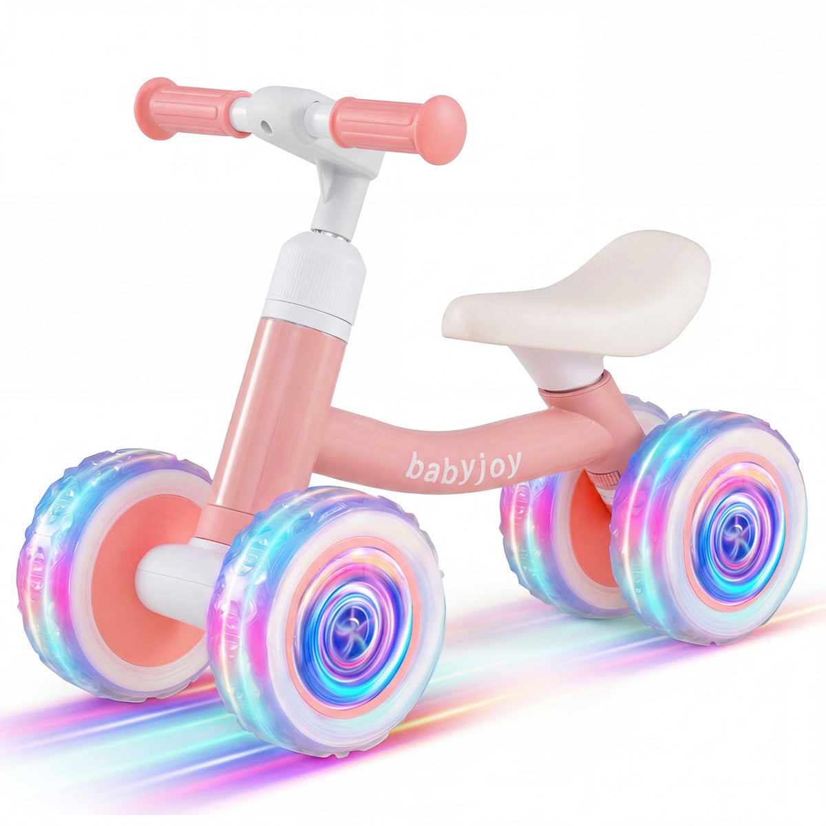 Baby Balance Bike with Adjustable Handlebar and Seat with Lighting Wheels-Pink