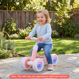 Baby Balance Bike with Adjustable Handlebar and Seat with Lighting Wheels-Pink