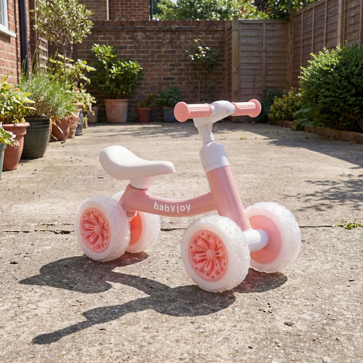 Baby Balance Bike with Adjustable Handlebar and Seat with Lighting Wheels-Pink