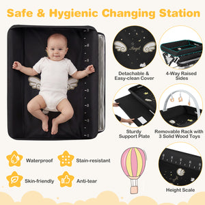 Baby Changing Table Foldable Diaper Changing Station with Storage Bag and Shelf-Black