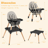 5-in-1 Baby Convertible Wooden High Chair with Detachable Tray-Black