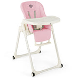 4-in-1 Baby High Chair with 6 Adjustable Heights-Pink