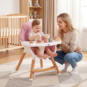 Baby High Chair with Dishwasher Safe Tray-Pink