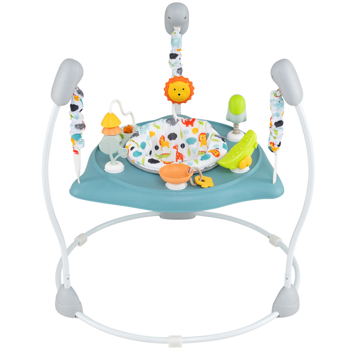 Baby Jump and Play Activity Center with Rotatable Seat and Interactive Toys-Blue