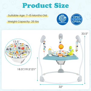 Baby Jump and Play Activity Center with Rotatable Seat and Interactive Toys-Blue