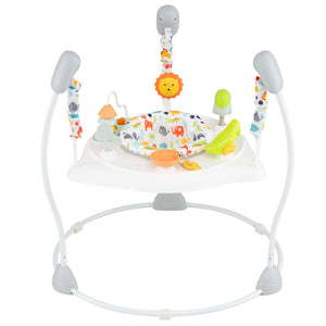 Baby Jump and Play Activity Center with Rotatable Seat and Interactive Toys-White