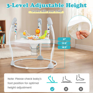 Baby Jump and Play Activity Center with Rotatable Seat and Interactive Toys-White