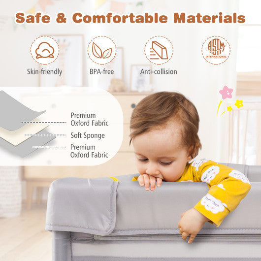 Baby Playpen with Mat and Breathable Mesh-Gray