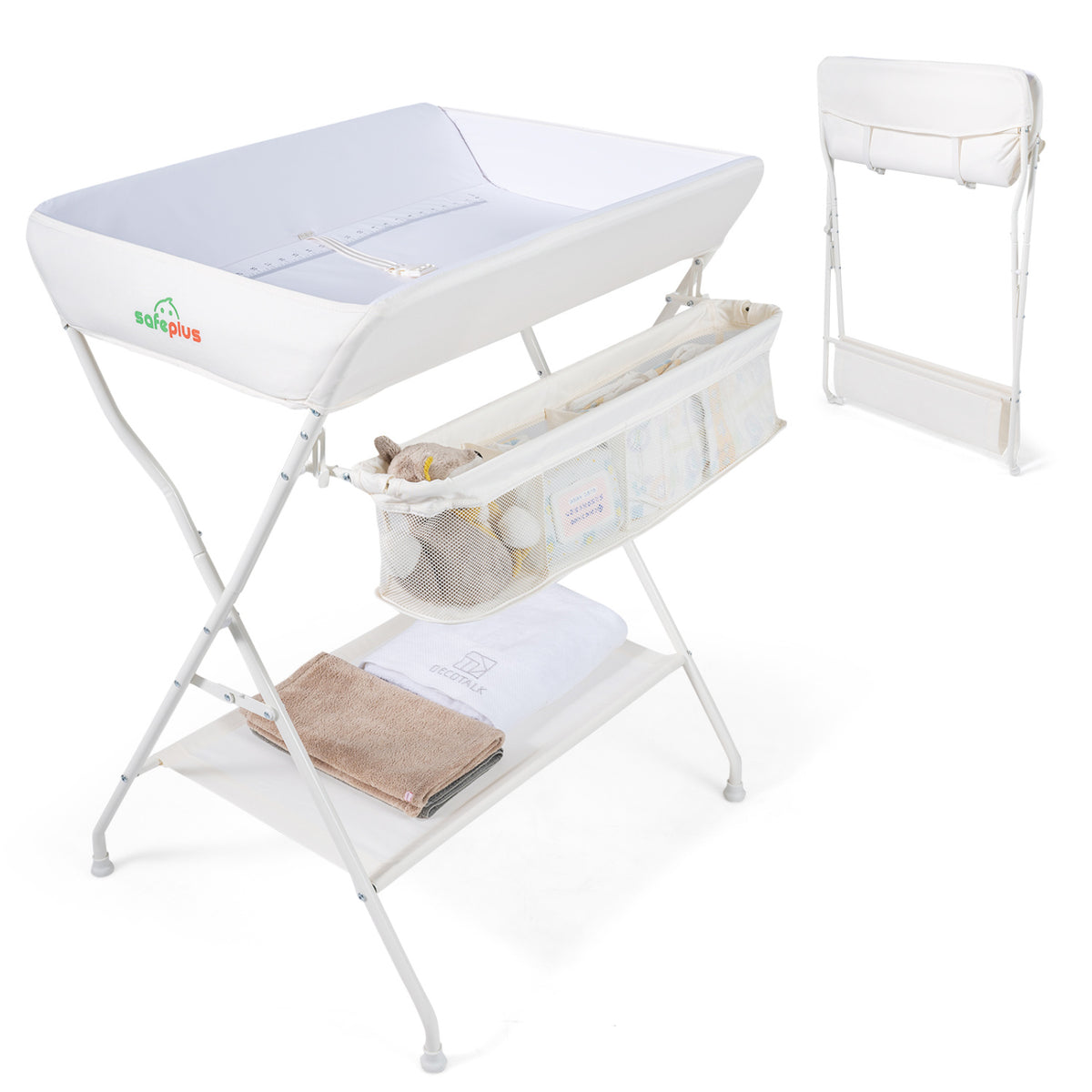 Baby Storage Foldable Diaper Changing Table-Beige