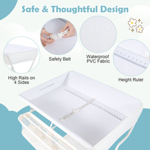 Baby Storage Foldable Diaper Changing Table-Beige