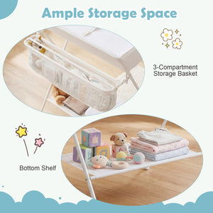 Baby Storage Foldable Diaper Changing Table-Beige