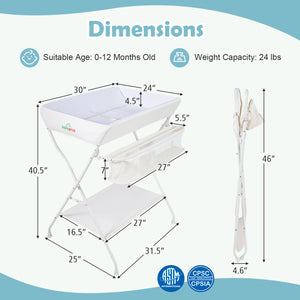 Baby Storage Foldable Diaper Changing Table-Beige