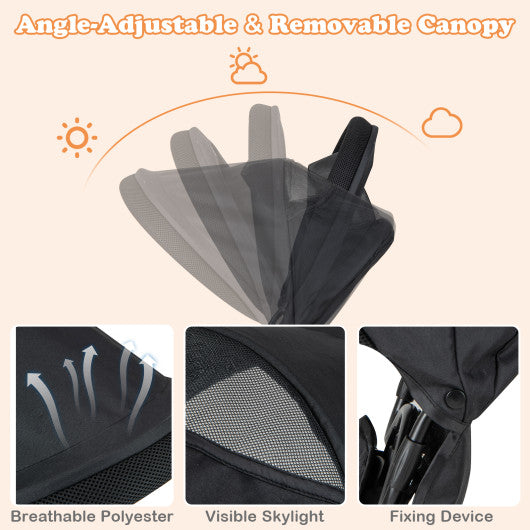 4-in-1 Baby Trike Kids Tricycle with Removable Canopy and Adjustable Push Handle-Black