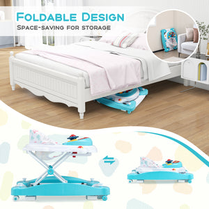 6 in 1 Foldable Baby Walker with Adjustable Height-Green