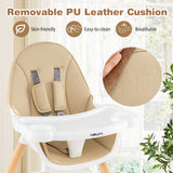 5-in-1 Baby Wooden Convertible High Chair-Khaki