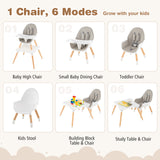 5-in-1 Baby Wooden Convertible High Chair -Gray