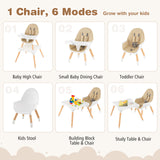 5-in-1 Baby Wooden Convertible High Chair-Khaki